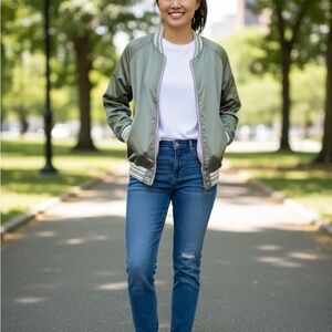 Hollister  Reversible Olive and Pink Bomber Jacket for Women.